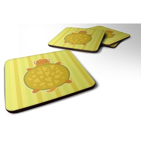 Turtle With Glasses Foam Coasters - Set Of 4